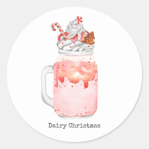 Dairy Christmas Peppermint Mason Jar Milkshake Classic Round Sticker