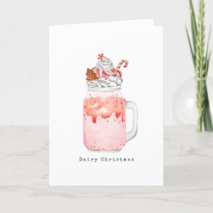 Dairy Christmas Peppermint Mason Jar Milkshake Holiday Card
