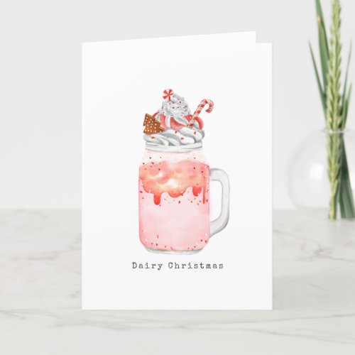 Dairy Christmas Peppermint Mason Jar Milkshake   Holiday Card