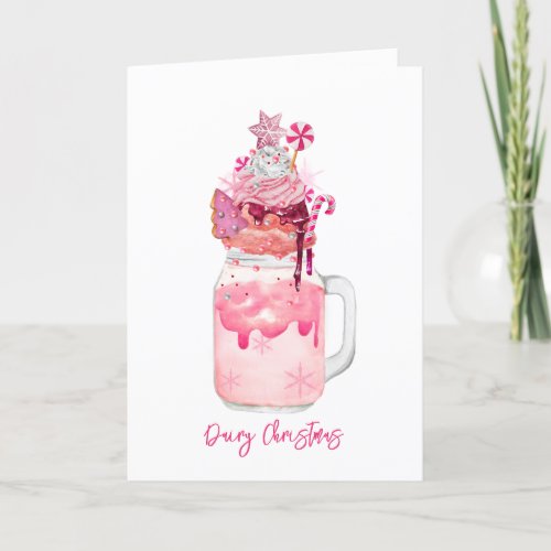 Dairy Christmas Peppermint Mason Jar Milkshake   Holiday Card