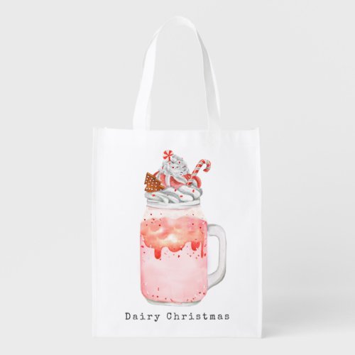 Dairy Christmas Peppermint Mason Jar Milkshake Tot Grocery Bag
