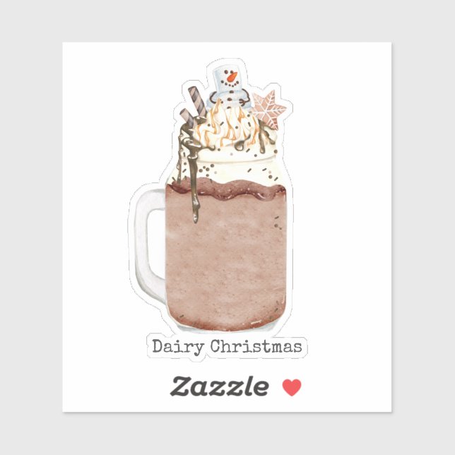 Dairy Christmas Punny Chocolate Milkshake  Sticker (Sheet)