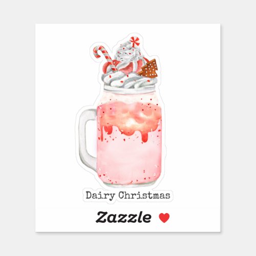 Dairy Christmas Punny Peppermint Milkshake  Sticker