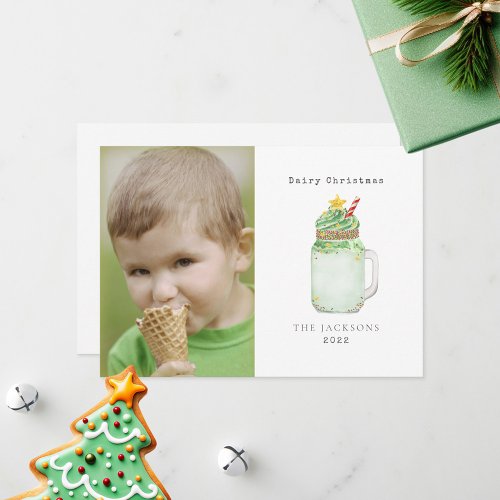 Dairy Christmas Tree Milkshake Christmas Holiday Card