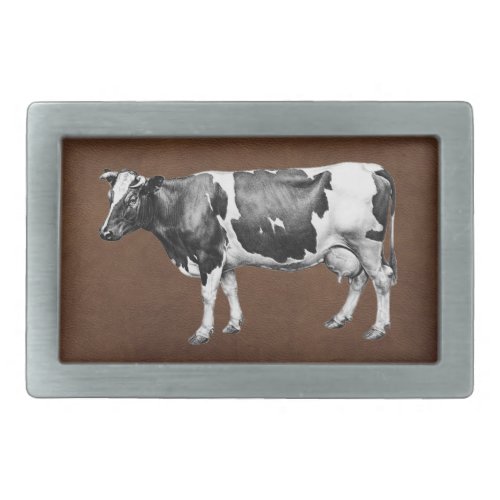 Dairy Cow and Leather Belt Buckle