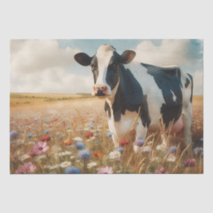 Dairy Cow and Wildflower Field Decoupage Tissue Paper