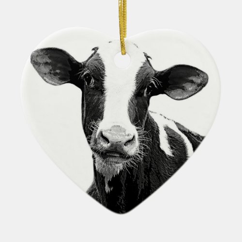 Dairy Cow _ Black and White Dairy Calf Ceramic Ornament