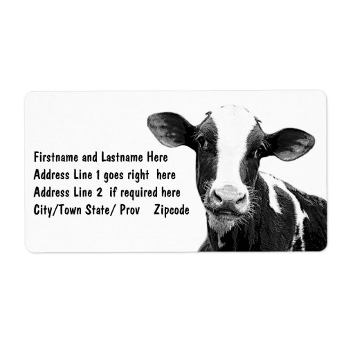 Dairy Cow _ Black and White Dairy Calf Label