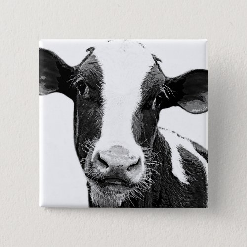 Dairy Cow _ Black and White Dairy Calf Pinback Button