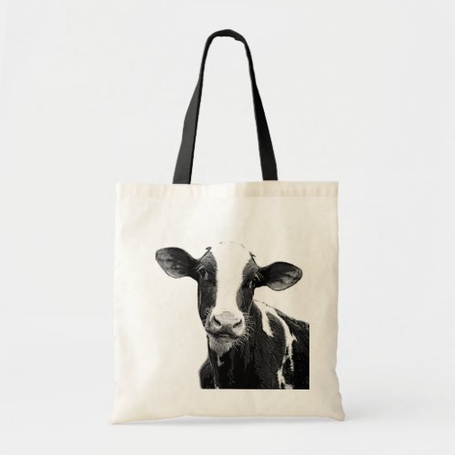 Dairy Cow _ Black and White Dairy Calf Tote Bag