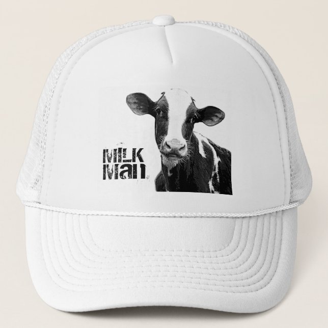 Dairy Cow - Black and White Dairy Calf Trucker Hat (Front)