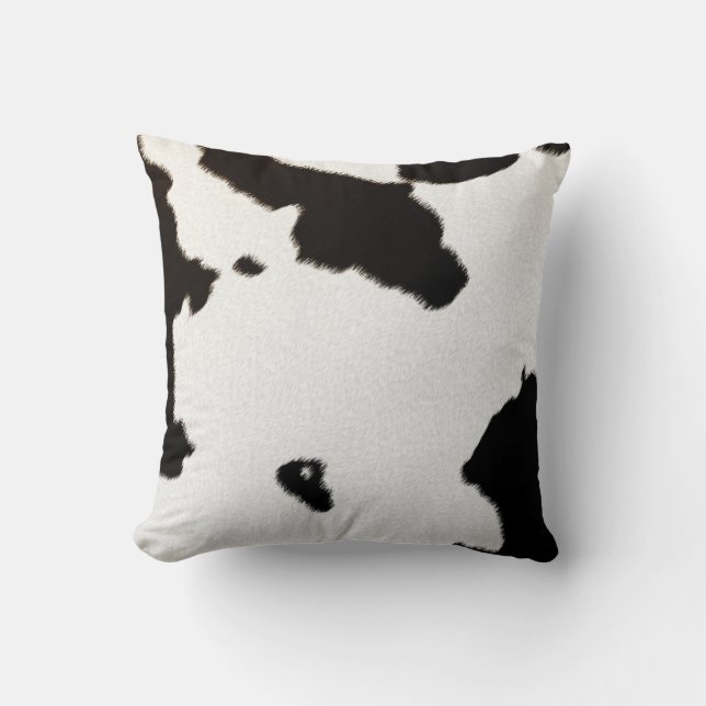 dairy cow black and white spots elegant throw pillow (Front)