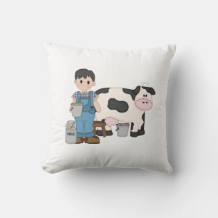 Dairy Cow Boy Throw Pillow