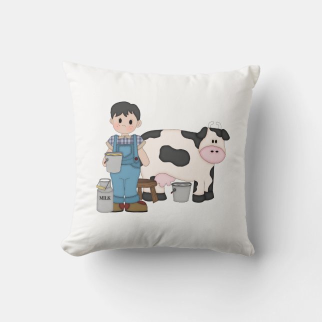 Dairy Cow Boy Throw Pillow (Front)