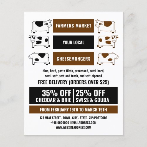 Dairy Cow Design Cheesemonger Advertising Flyer