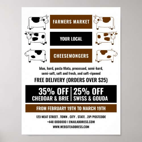 Dairy Cow Design Cheesemonger Advertising Poster