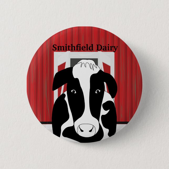 Dairy Cow Farm Barn Custom Button (Front)