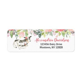 Dairy Cow Floral Custom Address Labels by allpetscherished at Zazzle