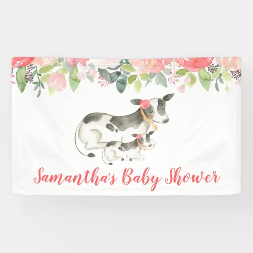 Dairy Cow Floral Girl Farm Theme Custom Banner