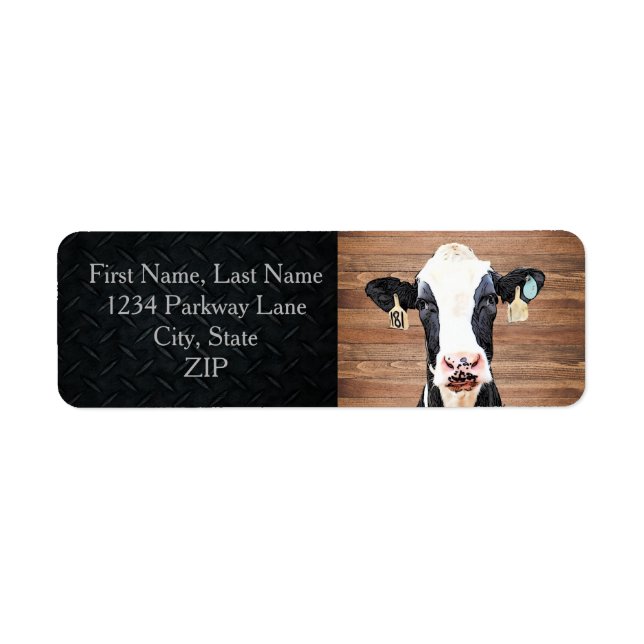 Dairy Cow Holstein Cute Farm Return Address Label (Front)