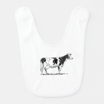 Dairy Cow Holstein Fresian Pencil Drawing Bib by CorgisandThings at Zazzle