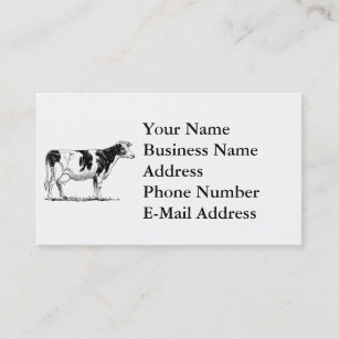 Dairy Cow Holstein Fresian Pencil Drawing Business Card