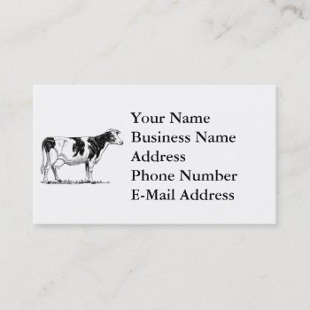 Dairy Cow Holstein Fresian Pencil Drawing Business Card by CorgisandThings at Zazzle