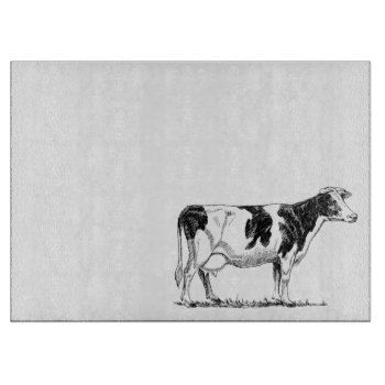 Dairy Cow Holstein Fresian Pencil Drawing Cutting Board by CorgisandThings at Zazzle