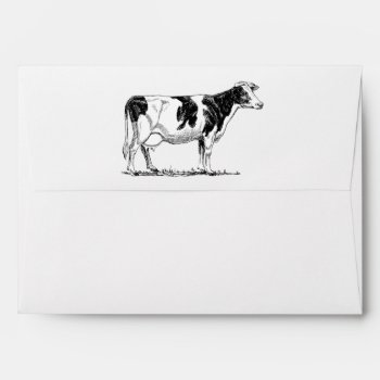 Dairy Cow Holstein Fresian Pencil Drawing Envelope by CorgisandThings at Zazzle