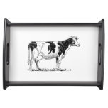 Dairy Cow Holstein Fresian Pencil Drawing Serving Tray at Zazzle