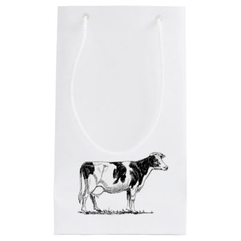 Dairy Cow Holstein Fresian Pencil Drawing Small Gift Bag by CorgisandThings at Zazzle