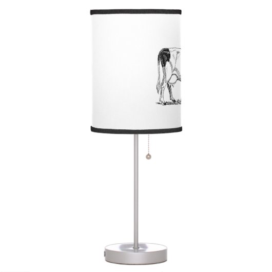 Dairy Cow Holstein Fresian Pencil Drawing Table Lamp (Left)