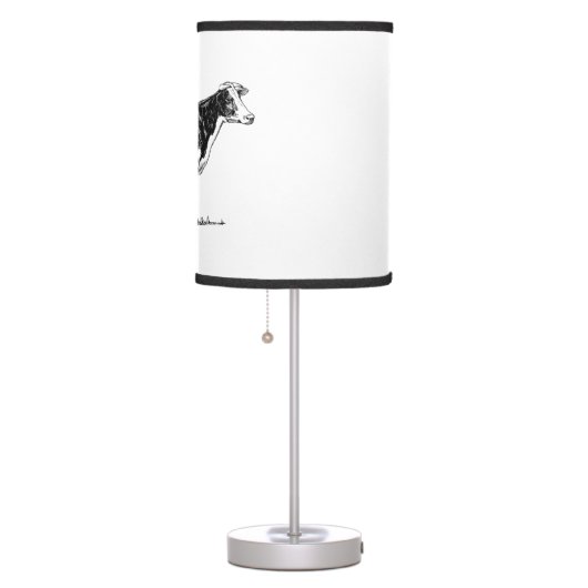 Dairy Cow Holstein Fresian Pencil Drawing Table Lamp (Right)