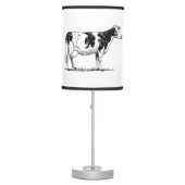 Dairy Cow Holstein Fresian Pencil Drawing Table Lamp (Front)