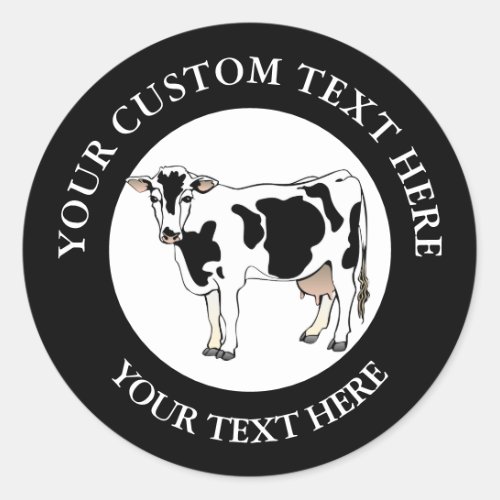 Dairy Cow Icon Logo Custom 3 Classic Round Sticker