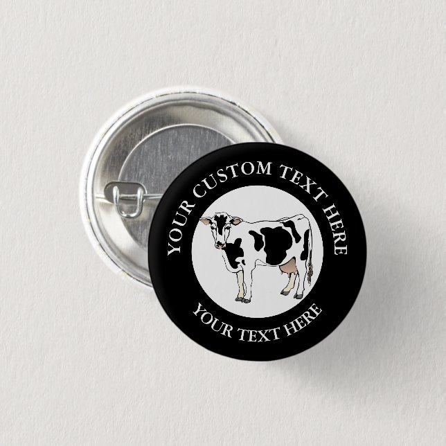 Dairy Cow Icon Logo Custom Button (Front & Back)