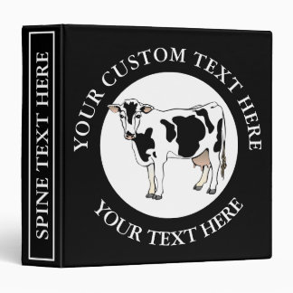 Dairy Cow Icon Logo Custom Text  3 Ring Binder
