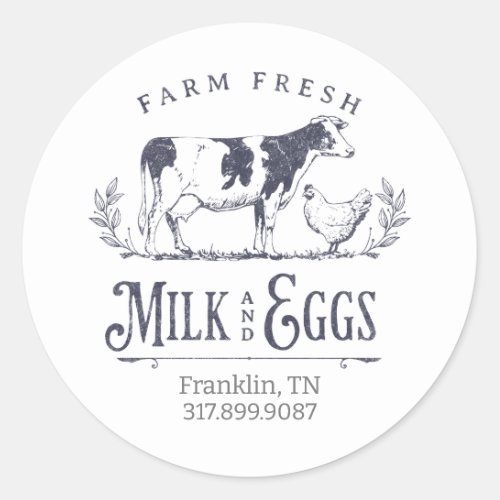 Dairy Cow Illustration Label Sticker