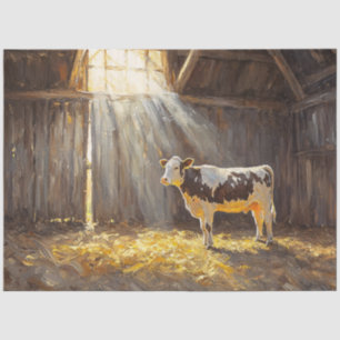 Dairy Cow in a Barn Rustic Farm Decoupage Tissue Paper