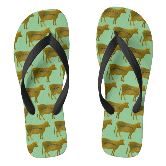 Dairy Cow Milk Cow Gold Guild Unsweetened Farm Flip Flops (Footbed)