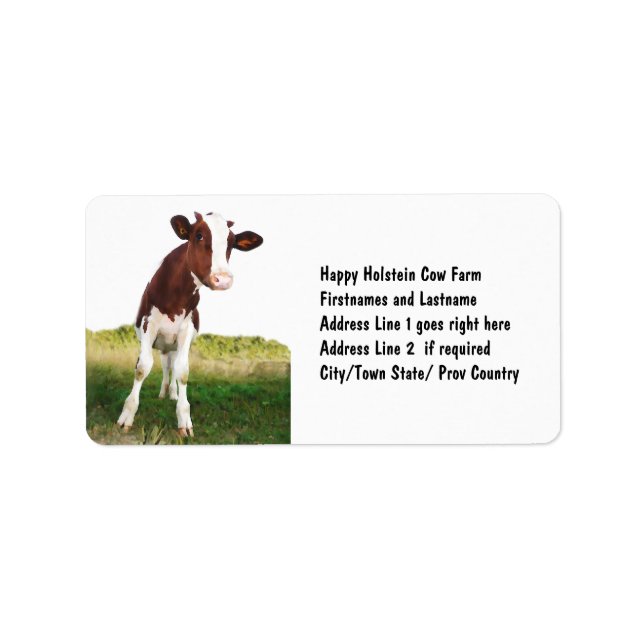 Dairy Cow -  Painted Brown & White Holstein Label (Front)