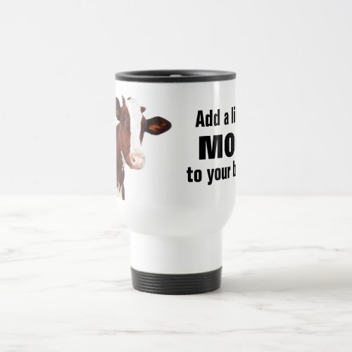 Dairy Cow _  Painted Brown  White Holstein Travel Mug