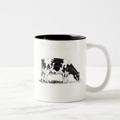 DAIRY COW PENCIL ART REALISM Two_Tone COFFEE MUG