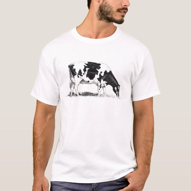 DAIRY COW, PENCIL ART T-Shirt (Front)