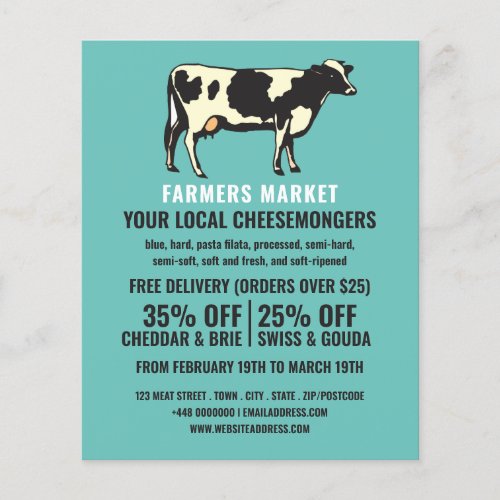 Dairy Cow Portrait Cheesemonger Advertising Flyer