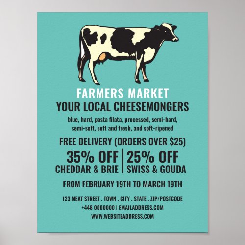 Dairy Cow Portrait Cheesemonger Advertising Poster