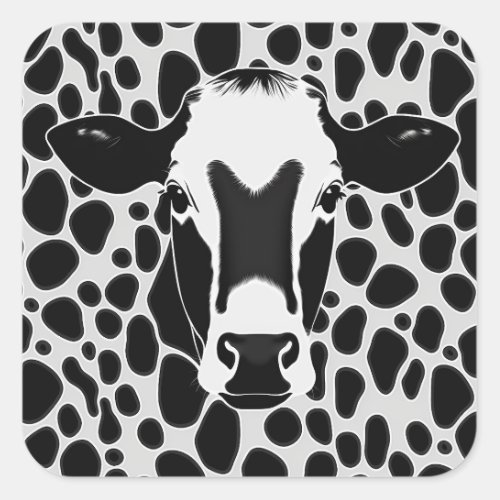 Dairy Cow Print Square Sticker