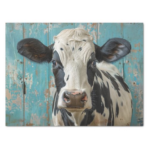Dairy Cow Rustic Blue Wall Decoupage Tissue Paper