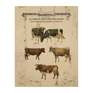 Dairy Cow Vintage Style Old Rustic Cows Wood Wall Decor
