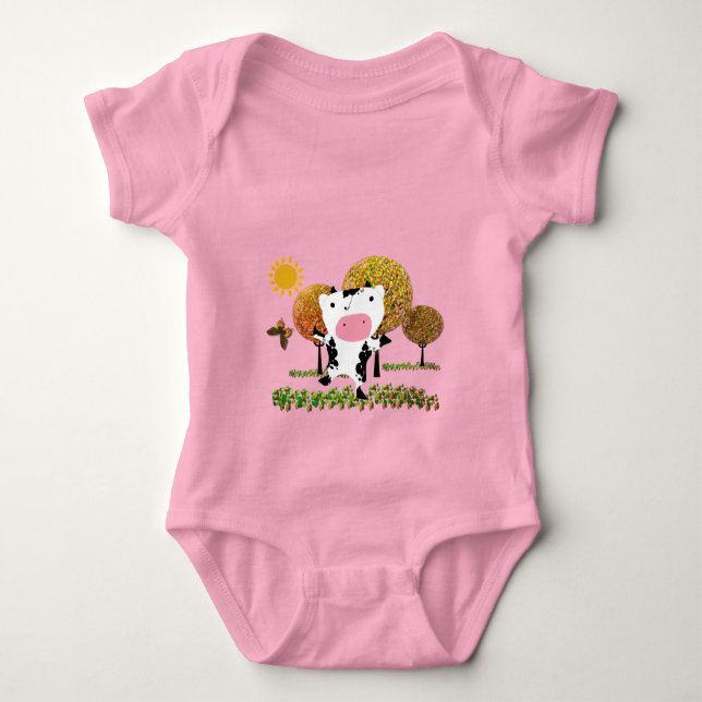 Dairy Farm New Baby Cute Cow Jelly Bean Sweet Tree Baby Bodysuit (Front)